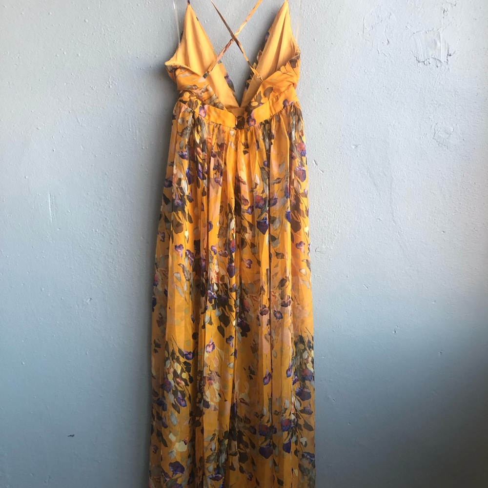 The Vintage Shop Beautiful Hi Low Gown in size Medium Gold/Mustard Floral - Picture 8 of 8